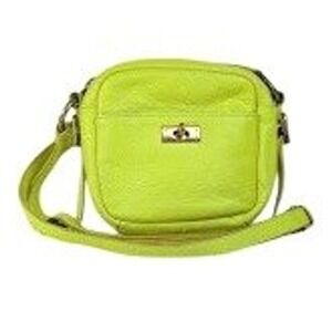 J.Crew Neon Yellow Pebbled Leather Crossbody Camera Bag